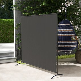 Biombo de exterior de painel único, divisória de 180 cm de altura com proteção UV30+, cinzento escuro
