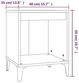 Mesa de cabeceira 40x35x50 cm preto