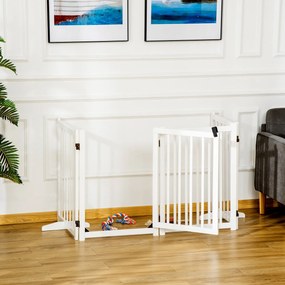 Barreira para Cães Dobrável Barreira para Cães Pequenos e Médios de 4 Painéis com Porta para Escadas e Corredores 237,5x36x80 cm Branco