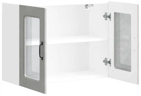 Armário de parede de cozinha porta vidro Kalmar concreto cinza