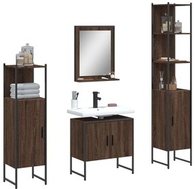 vidaXL 4 pcs conj. móveis wc derivados de madeira carvalho castanho