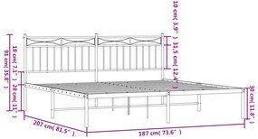 Estrutura de cama com cabeceira 180x200 cm metal branco