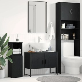 vidaXL Gabinete para Pia de Banheiro Carvalho Preto 80x33x60 cm Madeira Aglomerada