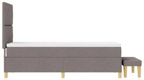 Cama Box Spring com Colchão &amp; Banco Taupe 80x200 cm Tecido