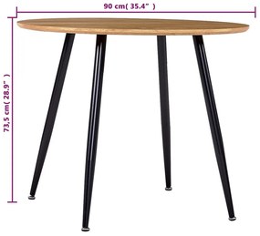 Mesa de jantar 90x73,5 cm MDF cor carvalho e preto