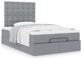 Estrutura cama otomana colchão 120x200 cm tecido cinzento claro