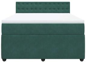 Cama com molas/colchão 140x200 cm veludo verde-escuro