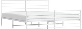 Estrutura de cama com cabeceira e pés 200x200 cm metal branco
