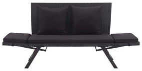 Banco de jardim c/ almofadões 176 cm vime PE preto