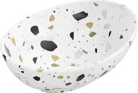 Mexen Elza lavatório de bancada 40 x 33 cm, pedra branca terrazzo - 21014083