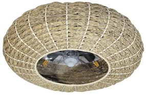 Ventoinha de teto EnergySilen LampAero 650 Natural Wicker de design com motor DC, com uma potência de 20 W e lâmpada integrada, com 5 pás de 11 polega