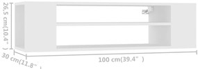 Armário TV suspenso 100x30x26,5 cm derivados de madeira branco