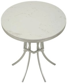MESA DE APOIO ISTANBUL Ø 56X68 CM PRATA E BRANCO