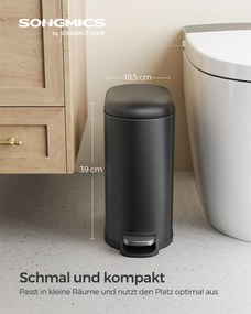 Caixote lixo casa de banho de 10 litros com tampa de aço pequena Preto