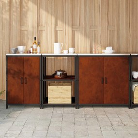 vidaXL Conjunto de Armazenamento de Cozinha 3 pcs Ferro Enferrujado