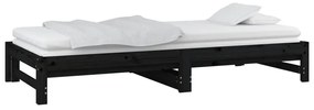 Sofá-cama de puxar 2x(90x200) cm pinho maciço preto