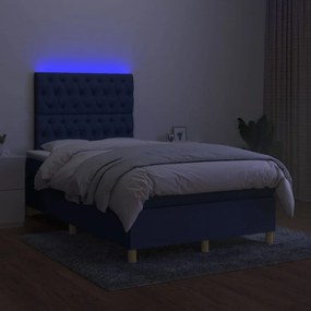 Cama box spring c/ colchão e LED 120x200 cm tecido preto