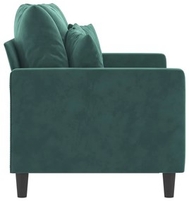 Sofá de 2 lugares 120 cm veludo verde-escuro