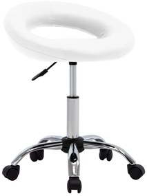 Cadeira de trabalho com rodas couro artificial branco