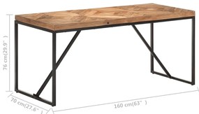 Mesa de jantar 160x70x76 cm madeira acácia maciça e mangueira