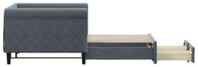 Sofá-cama c/ gavetão e gavetas 90x190 cm veludo cinzento-escuro