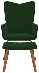 Cadeira de baloiço com banco veludo verde-escuro