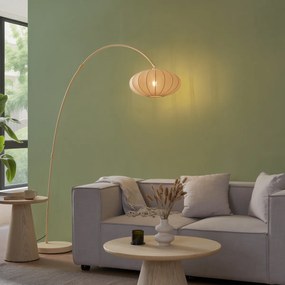 Candeeiro de Arco Japandi Bege com Abajur - Bida