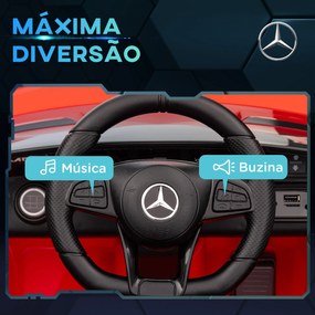 Carro Elétrico para Crianças Carro Mercedes-Benz AMG GTR com Bateria 12V Faróis  Buzina e Música 108x67x46 cm Vermelho