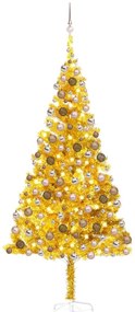 vidaXL Árvore Natal artificial pré-iluminada c/bolas 240cm PET dourado