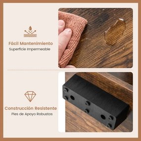 Mesa de centro com arrumação retangular moderna com Estante Mesa de centro geométrica versátil de 3 níveis para a sala de estar Castanha