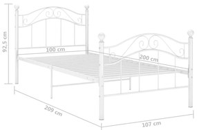 Estrutura de cama 100x200 cm metal branco