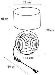 Candeeiro de mesa estilo rústico bege com castanho 39 cm - Djo Rústico