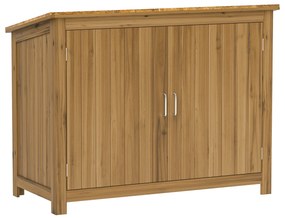Outsunny Armário de Jardim em Madeira Abrigo de Jardim Exterior com Teto Inclinado 2 Prateleiras e 2 Portas 110x50x85 cm Marrom | Aosom Portugal
