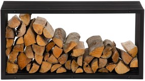 Suporte para lenha Irving em aço inoxidável 50 x 100 x 40 cm Preto