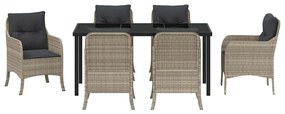 Conjunto de Jantar de Jardim com Almofadas Cinza-claro Rattan Poliéste