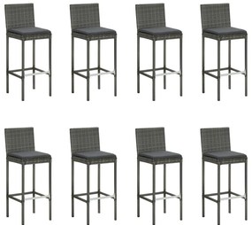 9 pcs conjunto de bar para jardim com almofadões cinzento