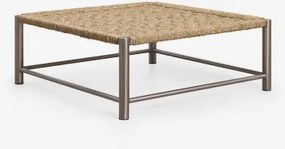 Mesa De Centro Quadrada 80x80 Cm Em Aço Inoxidável E Juta Narnial Aço Inoxidável - Juta - Sklum