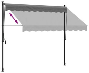 Toldo retrátil 250x150 cm tecido e aço antracite