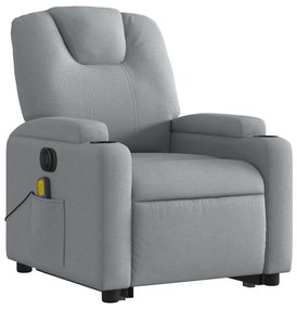 Poltrona elétrica reclinável massagens tecido cinzento-claro