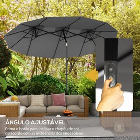 Chapéu de Sol Duplo 285x147x227cm Chapéu de Sol de Jardim com Inclinaç