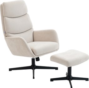 HOMCOM Poltrona estofada com pufe, poltrona lounge com encosto alto, base metálica, para sala de estar, quarto, Bege | Aosom Portugal