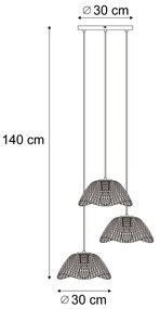 Candeeiro Pendente Boémio Preto com Bambu 3 Luzes - Lily Boêmio