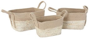 Conjunto de Cestos DKD Home Decor Jute Fibra Cottage (3 pcs) (36 x 30 x 23 cm)