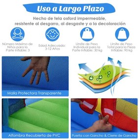 Castelo de Água Insuflável Infantil com Parque Infantil com Área de Salto de Piscina sem Compressor 410 x 310 x 191 cm