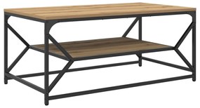 Mesa de Centro vidaXL com Prateleira em Carvalho Artesanal 90x50x40 cm