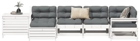 7 pcs conjunto de sofás para jardim pinho maciço branco