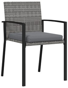 Conjunto de Jantar 9 Peças Cinza Rattan Poliéster