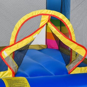 Outsunny Castelo Inflável com Trampolim e Piscina para Crianças acima de 3 Anos Inclui Inflador e Bolsa de Transporte para Interior Exterior 280x170x155cm Multicor