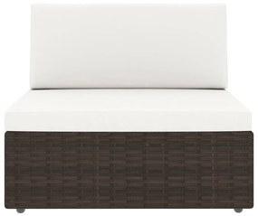 8 pcs conjunto lounge para jardim vime PE castanho