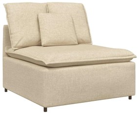 Sofá modular com pufes e almofadas tecido creme